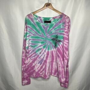 Siberia Hills Ghost Cross Streetwear Sci Fi Tie Dye Long Sleeve Tee M